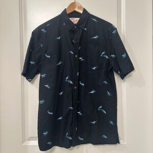 Kahala Aloha Hawaiian Shirt, Men's Small, Navy